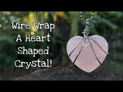 How to Wire Wrap A Heart Shaped Crystal. DIY tutorial ❤️ - YouTube Crystal Necklace Diy Wire Wrap, Wire Wrapped Heart Stone, Stone Wrapping Tutorial, Crystal Hanger, Goth Diy, Wrapping Crystals, Wire Wrapped Heart, Wire Wrapped Crystals, Wire Wrap Stones