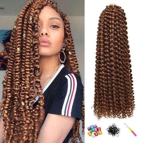 PRICES MAY VARY. 🌈 Hair Material: 100% Kanekalon Synthetic fiber 🌈Order Information: 7 Packs/Order, 18 Inches Long, About 80g/pack, 22 Stands/Pack, And our gifts 🎁Crochet Needle + Rubber Band + Random Color Rings. 🌈 Hair Feature: Our Passion Twist Hair is Super Soft And Light Wight, Itch-Free, Tangle-Free, long-lasting,Looks natural. 🌈 Hairstyles: You can make 3 different hairstyles with this hair: water wave curl,passion twist,butterfly locs. 🌈you can wear it for party, Halloween, cosplay Butterfly Locs Crochet Hair, Hair Butterfly, Twist Extensions, Passion Twist Crochet, Water Wave Crochet, Passion Twist Hair, Curly Braids, Passion Twists, Butterfly Locs