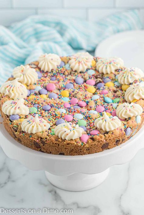 Easter Chocolate Chip Cookies, Easter Themed Desserts, Fun Holiday Desserts, Easter Cookie Cake, Easter Cooking, Easter Egg Cake, Ultimate Chocolate Chip Cookie, Spring Baking, Chocolate Chip Cookie Cake