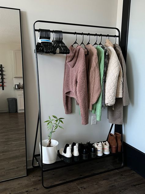 Rack Closet Organization, Clothing Rack Closet, Black Clothing Rack, Target Clothing, Clothing Rack Bedroom, Rack Closet, Organization Home, Garment Rack, Grey Room