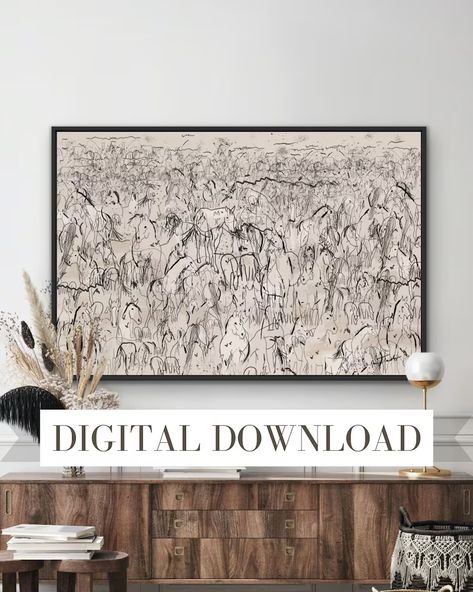 Digital Download Abstract Horse Herd Print Framed Oil - Etsy Large Charcoal Art, Large Scale Wall Art, Horse Herd, Popular Prints, Panoramic Wall Art, Black Watercolor, Abstract Horse, Textile Wall Art, Paint Strokes