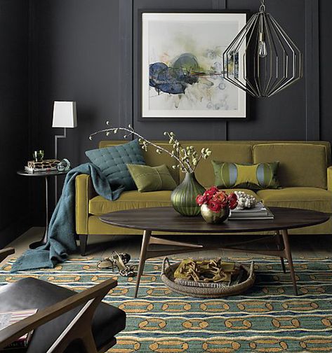 blue and green; carpet; floor lamp AND table Moody Boho, Amazing Rooms, Lake Theme, Green Living Room Decor, Farm Show, Eclectic Interior Design, Industrial Factory, Storm Grey, Deco Salon