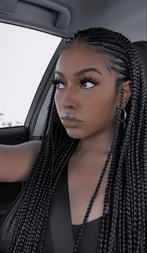 Braid Hair Dos, Hair Braid Designs, Cornrows Braids For Black Women, Short Box Braids Hairstyles, Greasy Hair, Big Box Braids Hairstyles, Goddess Braids Hairstyles, African Hair Braiding Styles, Braided Cornrow Hairstyles