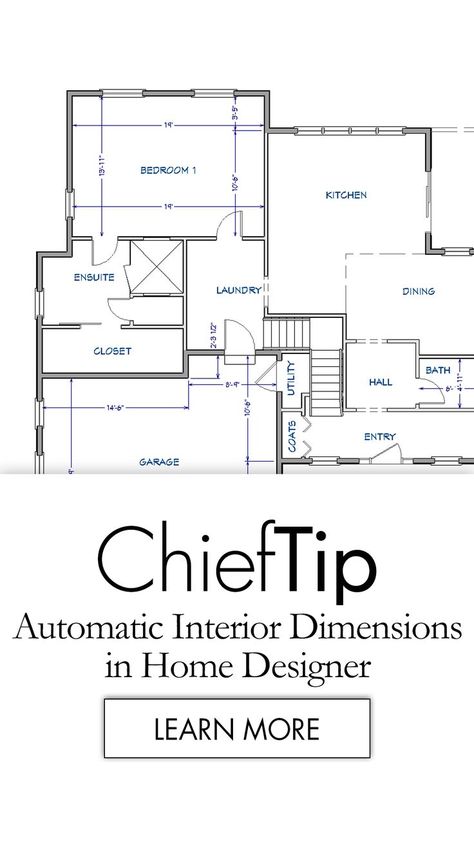 A floorplan with dimensions. Architect Kitchen, Chief Architect, Single Room, Interior Dimensions, Architect House, Best Practices, School Design, House Plans, House Design