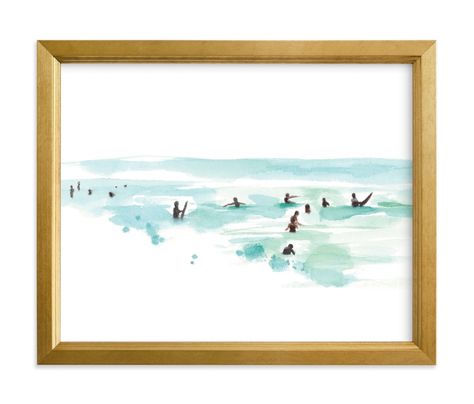 This Piece Was Created Using A Limited Palette And Simple Brushstrokes For A Modern And Chic Look. Surf City Is A Favorite Surf And Beach Spot For Our Family. I Wanted To Capture The Coast And People At Play On The Beach. I Designed The Piece To Be Displayed With Surf City 2 For A Complete Collection. Enjoy Your Art!. Beach, Landscapes, Minimalist, Blue, Colorful, White Limited Edition Art From Minted By Independent Artist Jenny Partrite Called Surf City With Printing On In Blue Surf KNA. Beach Landscapes, Limited Palette, Bathroom Art Prints, Art Shelves, Botanical Art Prints, City Painting, Beach Watercolor, Surf City, Custom Art Print