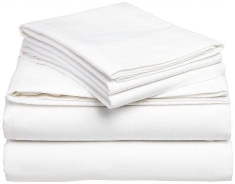 Amazon.com - Clara Clark 100-Percent Egyptian Cotton Flannel 4-Piece Bed Sheet Set, Queen, White - Pillowcase And Sheet Sets  $48 Pillow Case Crafts, Hotel Bed Sheets, Triple Bed, Wholesale Bedding, White Bed Sheets, Hotel Sheets, Hotel Linen, Best Sheets, White Sheet