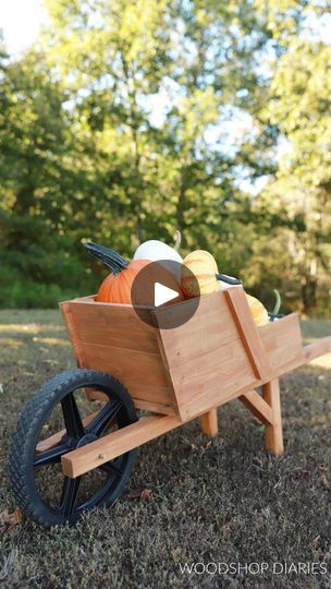 Diy Wheelbarrow, Woodshop Diaries, Wooden Wheelbarrow, Happy Saturday Friends, Mini Tree, Fall Decorations Porch, Fall Diy, Scrap Wood, Happy Saturday