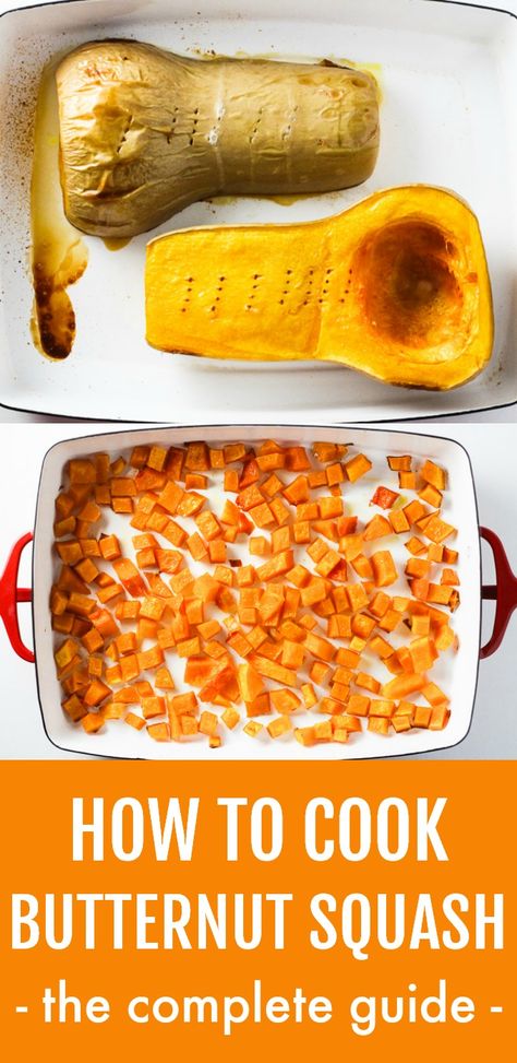 This ultimate guide shows you how to cook butternut squash for soups, side dishes, and appetizers using 6 easy methods. Learn how to cook whole butternut squash and butternut squash halves in the oven and microwave, as well as how to roast, sauté, and steam butternut squash cubes. Also, learn how to make butternut squash puree and roast butternut squash seeds. #butternutsquash #vegan #cleaneating #mealprep #recipe #plantbased #healthy #realfood Butternut Squash Microwave, Roasted Butternut Squash Seeds, Butternut Squash Oven, Cook Butternut Squash, Squash In Oven, Paleo Veggies, Roast Butternut Squash, Butternut Squash Cooking, Butternut Squash Seeds