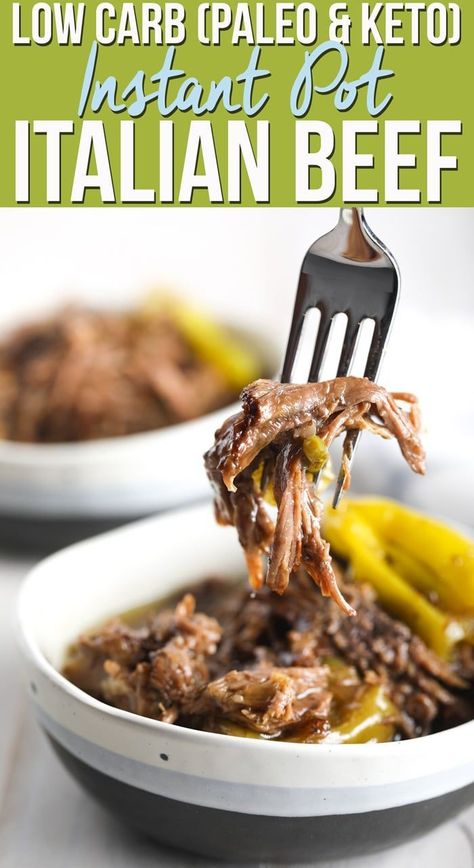 This easy Instant Pot Italian Beef is an amazing low carb pressure cooker beef recipe that doubles as a quick Italian beef sandwich recipe with pepperoncinis! #ASpicyPerspective #instantpot #pressurecooker #lowcarb #keto #paleo via @spicyperspectiv Instant Pot Italian Beef, Spicy Video, Lowcarb Meals, Italian Beef Sandwich, Instant Pot Italian, Pressure Cooker Beef, Italian Beef Recipes, Beef Sandwich Recipes, Italian Beef Sandwiches