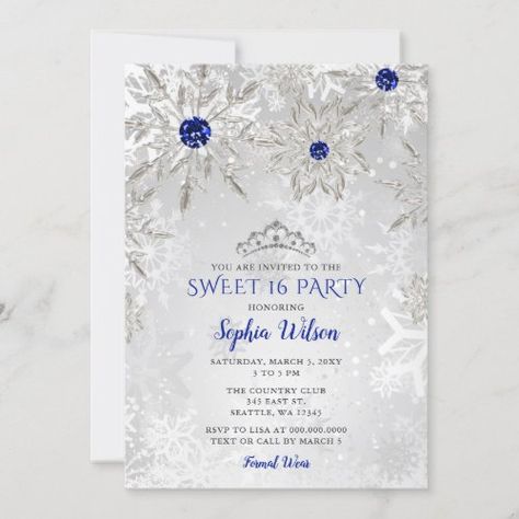 $2 | Royal Blue Snowflakes Tiara Sweet 16 - tiara, christmas, holidays, silver, snowflakes, sweet 16, sweet sixteen, 16 birthday, royal blue, winter Sweet 16 Tiara, Sweet 16 Party Invitations, Red Snowflakes, Quince Invitations, Sweet 16 Party, Winter Princess, Princess Tiara, Sweet 16 Invitations, Quinceanera Invitations