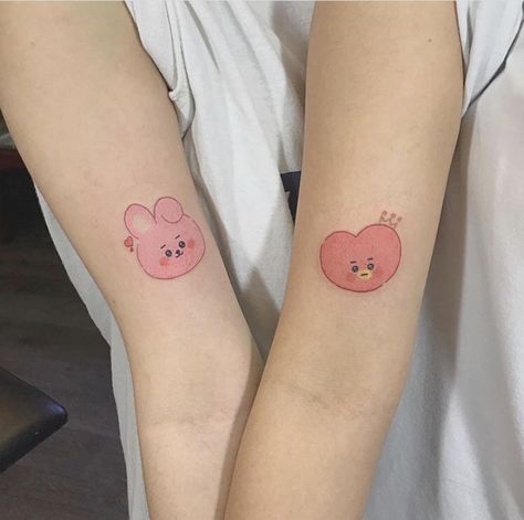 Bt21 Tattoo Ideas, Bt21 Tattoo, Kpop Tattoos, Cute Matching Tattoos, Army Tattoos, Bts Tattoos, Kawaii Tattoo, Simplistic Tattoos, Matching Tattoos