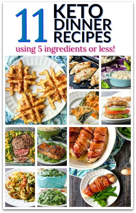 If you are on a low carb diet and you don't know what to make for dinner, try one of these 11 keto dinner recipes that use 5 ingredients or less. #lowcarbrecipes #ketodinnerideas #easyrecipes #5ingredients #dinnerideas #whatsfordinner Tilapia Dishes, Low Carb Dinner Ideas, Keto Creamed Spinach, Zucchini Soup Recipes, Easy Keto Dinner Recipes, Bacon Dishes, 5 Ingredients Or Less, Easy Keto Dinner, What To Make For Dinner