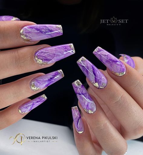 Ongles Gel Violet, Violet Nails, Long Nail Art, Purple Nail Art, Marble Nail Designs, Purple Nail Designs, Marble Nail Art, Colorful Nails, Short Nails Art