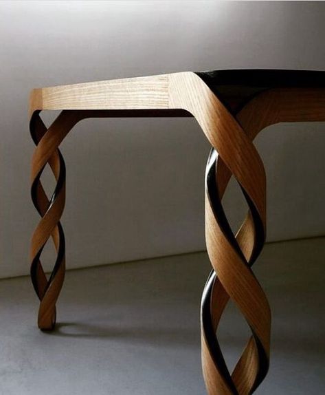 Watson Table By Paul Loebach Steam Bent Wood, Bending Wood, Solid Oak Desk, Wood Bending, Steam Bending, Steam Bending Wood, Cast Iron Beds, Custom Bookshelves, Interior Design Games