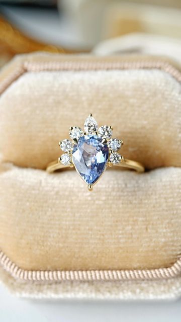 Valerie Madison Fine Jewelry on Instagram: "Meet your match with this stunning Luna Pear Blue Sapphire and Diamond engagement ring ✨⁠💍⁠ ⁠ All the way from Sri Lanka, this sky blue sapphire is a show stopper. It is adorned with brilliant-cut white diamonds to further enhance this sapphire’s pastel blue color.⁠ ⁠ Interested in our one-of-a-kind engagement rings? DM us or email us at 📧hello@valeriemadison.com. You can also visit our Madrona storefront in Seattle, WA.⁠ .⁠ .⁠ .⁠ .⁠ #jewelryeducatio Engagement Ring Teardrop, Sapphire And Diamond Engagement Ring, Ring Teardrop, Pastel Blue Color, Sapphire Engagement Ring Blue, Sapphire Engagement Ring, Sapphire Engagement, Engagement Rings Sapphire, Pastel Blue