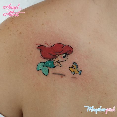 Baby Mermaid Tattoo, David Gilson, Ariel Tattoo, Little Mermaid Tattoo, Princesa Zelda, Mermaid Design, Kawaii Tattoo, Mermaid Tattoo, Baby Mermaid