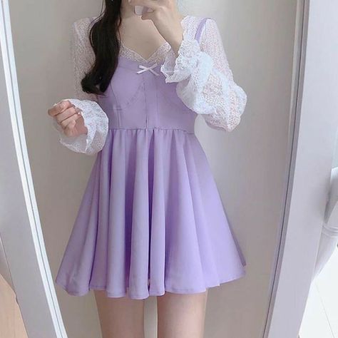 Moda Ulzzang, Lavender Outfit, Violet Pastel, Purple Outfits, Kawaii Fashion Outfits, Korean Fashion Dress, Korean Girl Fashion, Kpop Fashion Outfits, Really Cute Outfits