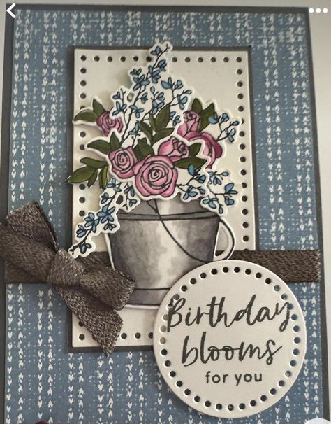 Cricut Birthday Cards, Country Bouquet, Country Flowers, Floral Words, Birthday Card Craft, Leaf Cards, Birthday Cards For Women, Flower Stamp, Building Ideas