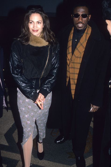 Jennifer Lopez and Wesley Snipes were reportedly together for a short time in 1994. Sparkly Jumpsuit, Wesley Snipes, Richard Gere, Famous Couples, Celebrity Entertainment, Celebrity Couples, Style Icon, Bronx, Jennifer Lopez