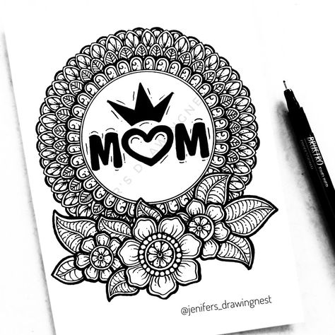 Mother's day special mandala art Mandala Art For Mom, Mandala Art Name Design, Mother Mandala Art, Mom Mandala Art, Mother's Day Mandala Art, Mom Art Drawing, Mandala Art Simple Easy For Beginners, Mothers Day Drawings Easy, Name Mandala Art