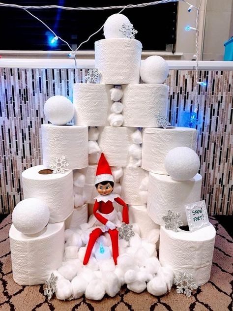 Snowman Elf On The Shelf, Elf Games, Awesome Elf On The Shelf Ideas, On The Shelf, Elf On The Shelf, Christmas Fun, Elf, Bubbles, Christmas Decorations