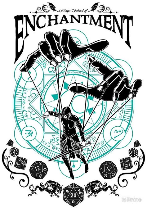 Enchantment - D&D Magic School Series : Black by Milmino Magic School Classes, Enchantment Spells, Enchantment Magic, School Series, D D Classes, Types Of Magic, Dnd Classes, Dungeons And Dragons Classes, Writing Fantasy