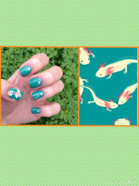 Axolotl Nail Designs, Axolotl Nail Art, Axolotl Nails, Doing Your Own Nails, Axolotl Party, Easy Nail Polish, Nail Polish Tutorial, Nail Collection, Home 2023