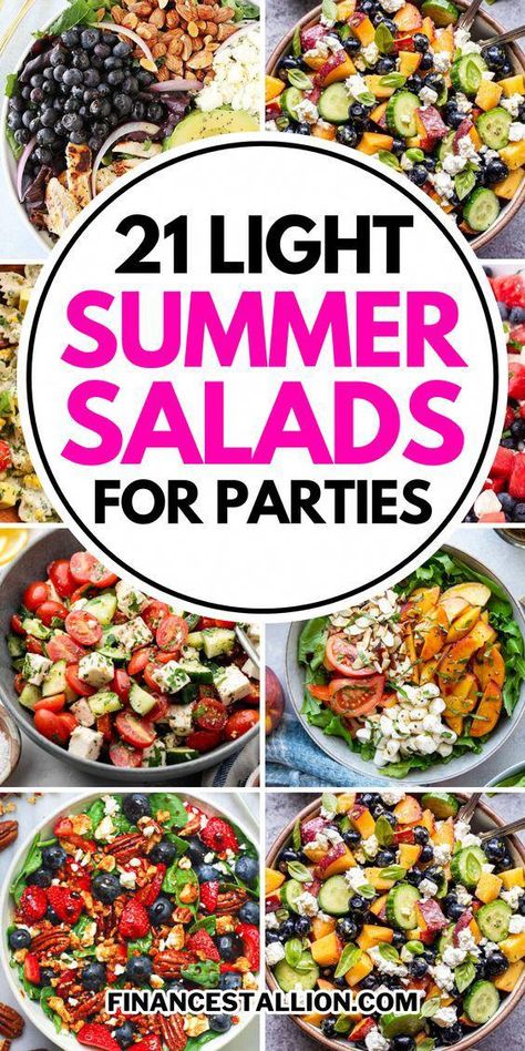 Summer salads are perfect for warm days. Discover fresh summer salad recipes that are healthy and easy to make. Enjoy light picnic salads with a mix of summer fruit, vegetables, and grains. Try refreshing BBQ salads for picnics and BBQs, including no-cook summer salad ideas. Find BBQ salad ideas with chicken, berries, or feta for added flavor. Explore summer pasta salads for variety. These summer side dishes are quick to prepare and great for a crowd. So, Good Salad For Bbq, Perfect Summer Salad, Salads For Parties Summer, Great Summer Salads, Salads For Cookouts Picnics, Salad For Bbq Parties, Easy Side For Bbq, Summer Salad Ideas Side Dishes, Summer Salads Recipes For Bbq