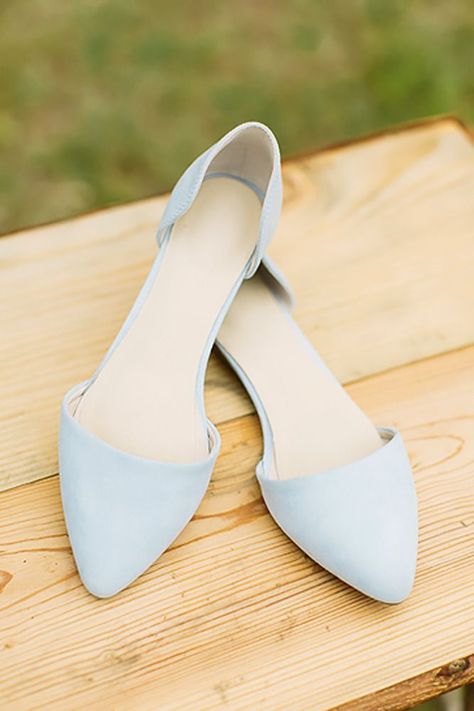 Wedding Flats For Comfortable Wedding Party ❤ See more: http://www.weddingforward.com/wedding-flats/ #weddings Pale Blue Shoes, Wedding Flats For Bride, Wedding Shoes Comfortable, Light Blue Wedding, Blue Wedding Shoes, Chic Flats, Comfy Flats, White Wedding Shoes, Wedding Shoes Flats