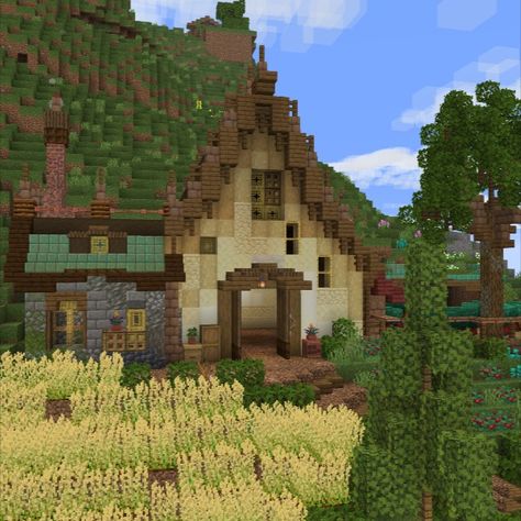 Today's minecraft build is a medieval style ranch for sniffers. It features a barn, small house and custom tree! Medieval Farmhouse, Minecraft Barn, Minecraft Blocks, Minecraft House Plans, Bangunan Minecraft, Minecraft Castle, Minecraft Medieval, Minecraft Plans, Minecraft Inspo