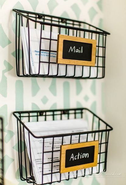 diy industrial wire mail baskets from a 5 cleaning caddy, diy, home decor, home office, organizing Office Nook, Dollar Store Organizing, Easy Home Decor, Wire Baskets, Home Design Decor, Office Organization, Decor Rustic, My New Room, Home Improvement Projects