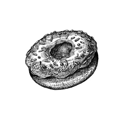 Donut sketch. #vafoodie Donut Doodle Art, Doughnut Tattoo, Donut Sketch Drawing, Donut Doodle, Cute Doughnut Drawing, Donut Sketch, Donut Illustration Art, Donut Tattoo, Donut Drawing