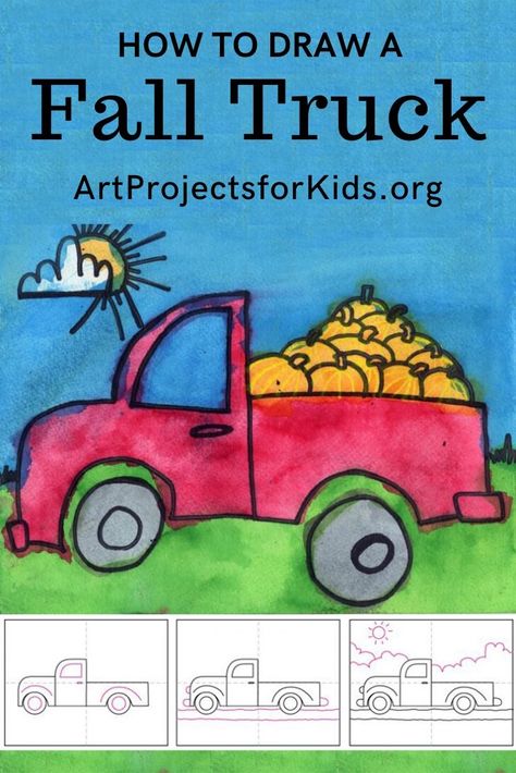 Pumpkin Art Project, Pumpkins Art, Truck With Pumpkins, Digital Learning Classroom, Giraffe Coloring Pages, Fall Drawings, Kindergarten Art Projects, Fall Lessons, Fall Art Projects