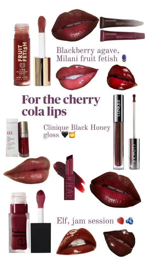 Cola Lips, Clinique Black Honey, Black Honey, Cherry Cola, Lip Oil, Blackberry, Lip Gloss, The Balm, Cherry