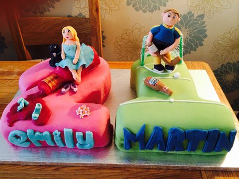 Twin Boy And Girl Birthday Cake, Twin Birthday Cakes Boy And Girl, Twins 21st Birthday Cake, Birthday Cake For Twins Boys, Birthday Cake For Twins, Birthday Cake Wine, Twin Boy And Girl, 21st Cakes, Birthday Decors