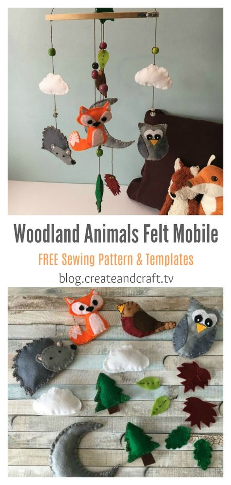 Woodland Animals Felt Mobile FREE Sewing Pattern and Templates Woodland Nursery Mobile Diy Felt Animals, Felt Woodland Animals Pattern, Woodland Animals Felt Pattern Free, Felt Woodland Mobile, Felt Animals Free Pattern, Diy Felt Woodland Animals, Felt Woodland Animals Pattern Free, Diy Felt Animals Patterns Free, Felt Toy Patterns Free Templates