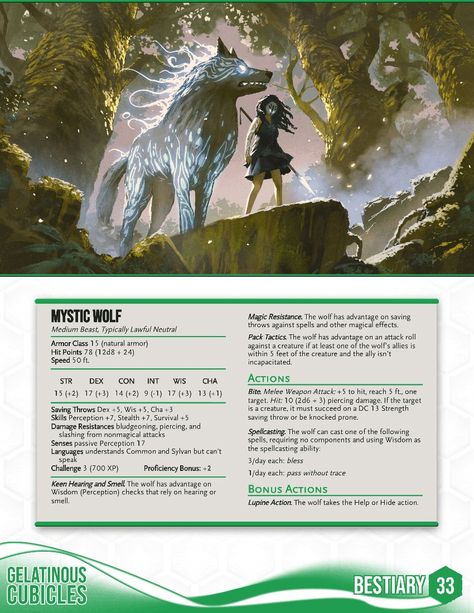 Dnd Wolf Monster, Dnd Companions, Dnd Wolf, Dnd Fey, Dnd Beasts, Dnd Notes, Dnd Pets, Dnd Statblocks, Dungeons And Dragons Races