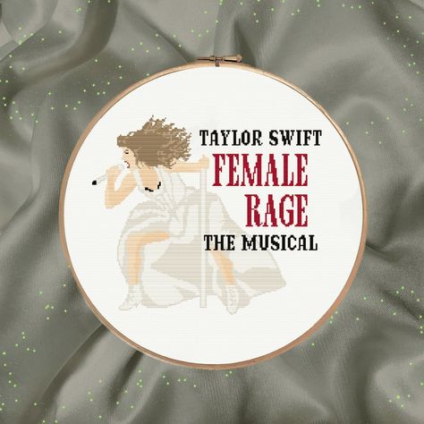 Female Rage - The Musical, Taylor Swift cross stitch pattern x Instant download PDF x Who's Afraid of Little Old Me, Eras Tour, TTPD, The Tortured Poets Department Taylor Swift Cross Stitch Pattern, Taylor Swift Cross Stitch, Geeky Cross Stitch Patterns, Geeky Cross Stitch, Christmas Embroidery Designs, Needle Arts, Christmas Embroidery, Barbie Girl, Cross Stitch Embroidery