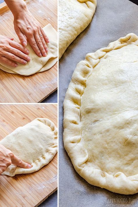 How to make Calzone Pizza Step 3 (Sealing) Making A Calzone, Homemade Calzone Recipe With Pizza Dough, Ooni Pizza Oven Calzone, How To Make Calzones At Home, How To Make A Calzone, Calzone Recipe With Pizza Dough, Calzone Dough Recipe, How To Make Calzones, Easy Calzone