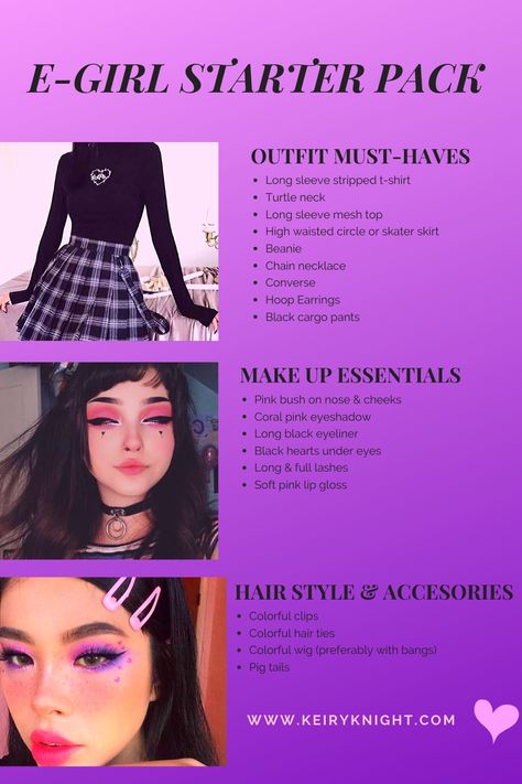 How to be an E-girl - Thinking about giving the E-girl look a try? Here's my small guide to E-girl!   #Egirl #Egirltrend #TikTik #Outfit #OutfitInspo E Girl Style, E Girl Clothes, Egirl Style, Danger Girl, Vestiti Edgy, Chris Williams, Egirl Aesthetic, Egirl Fashion, E Girl Aesthetic