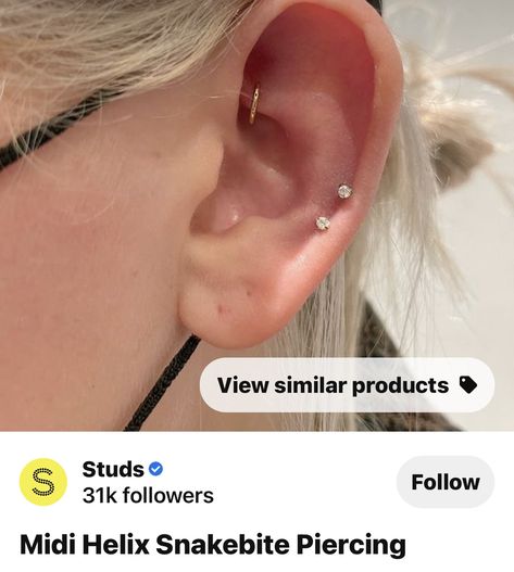 Snake Bites Ear Piercing, Snake Bite Ear Piercing, Snake Bite Piercing Ear, Mid Helix Piercing, Car Detailer, Helix Piercing Stud, Candy Tattoo, Ear Ideas, Snake Bite Piercing