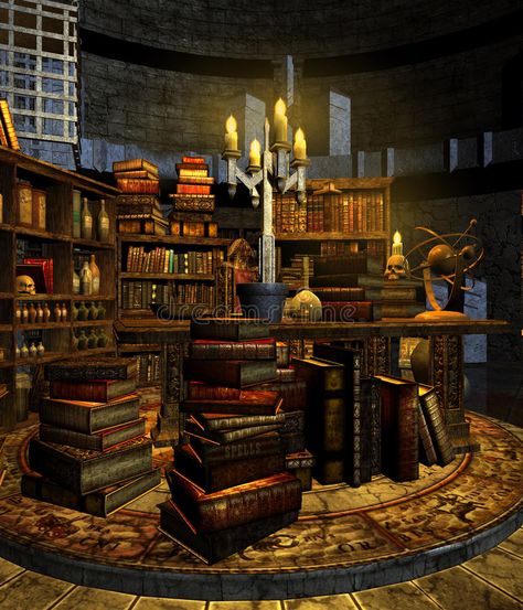 Fantasy World Drawing, Writing Desk Aesthetic, Wizard Study, Wizards Tower, Wizard Room, Retro Library, Old Wizard, Wizard Aesthetic, Library Scene