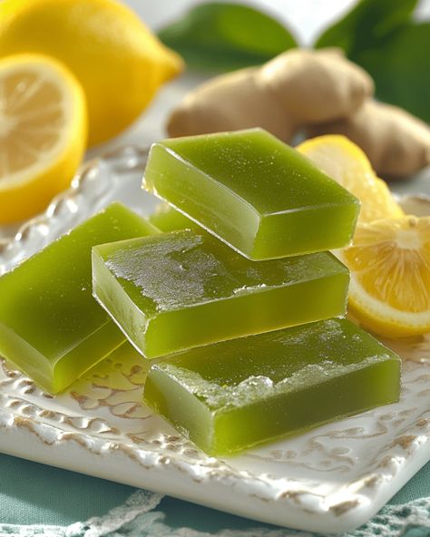 Green Tea, Lemon & Ginger Chews Ginger Chews Recipe, Green Tea Uses, Clean Eating Keto, Gelatin Powder, Mayo Clinic Diet, Ginger Chews, Green Tea Lemon, Gelatin Recipes, Eating Keto