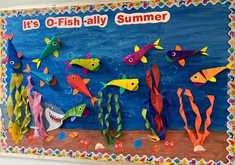 Pirate Bulletin Boards, Fish Bulletin Boards, Bulletin Board For Preschool, Beach Bulletin Boards, Summer Boards, Ocean Bulletin Board, Summer Bulletin Board, Creative Bulletin Boards, Acorn Cookies