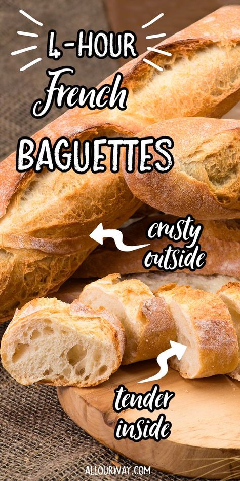 Crusty French Bread Recipe, French Baguette Recipe, Baguette Recipe, French Bread Recipe, Baguette Bread, Pane Casereccio, Artisan Bread Recipes, French Baguette, Bread Machine Recipes