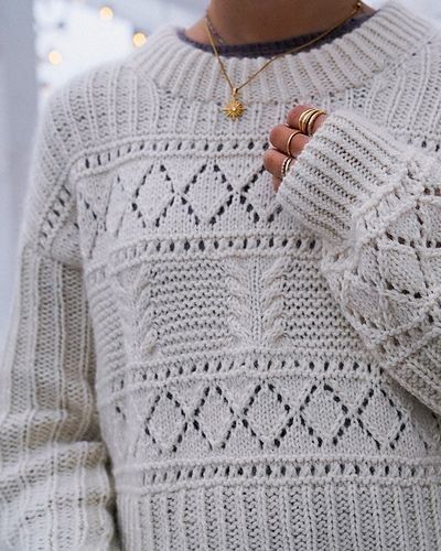 Knit Sweater Patterns, Knitting Tops, Harrisville Designs, Salt Flakes, Aran Sweater, Lace Weight Yarn, Medium Weight Yarn, Cream Knit Sweater, Cable Knitting