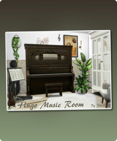 Sims 4 Build / Walls / Floor CC: Hugo Music Room By Philo Sims4cc Build, Sims 4 Guitar Case, Sims 4 Cc Wall Guitar, Sims Cc Guitar, Sims 4 Music Room, Sims Instrument Cc, Practice Piano, Hall House, Sims 4 Cc Download