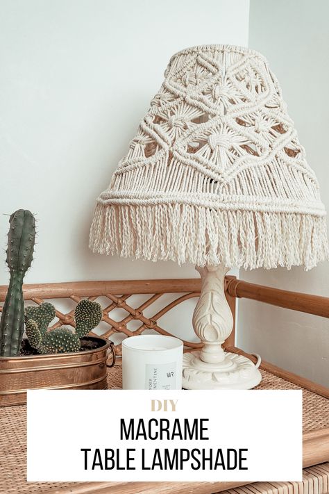 Diy Macrame Lamp Shade Tutorials, Macrame Lamp Shade Pattern, Macrame Lamp Shade Tutorial, Macrame Lamp Shade Diy, Macrame Table Lamp, Macrame Product, Shade Tutorial, Macrame Furniture, Macrame Lampshade