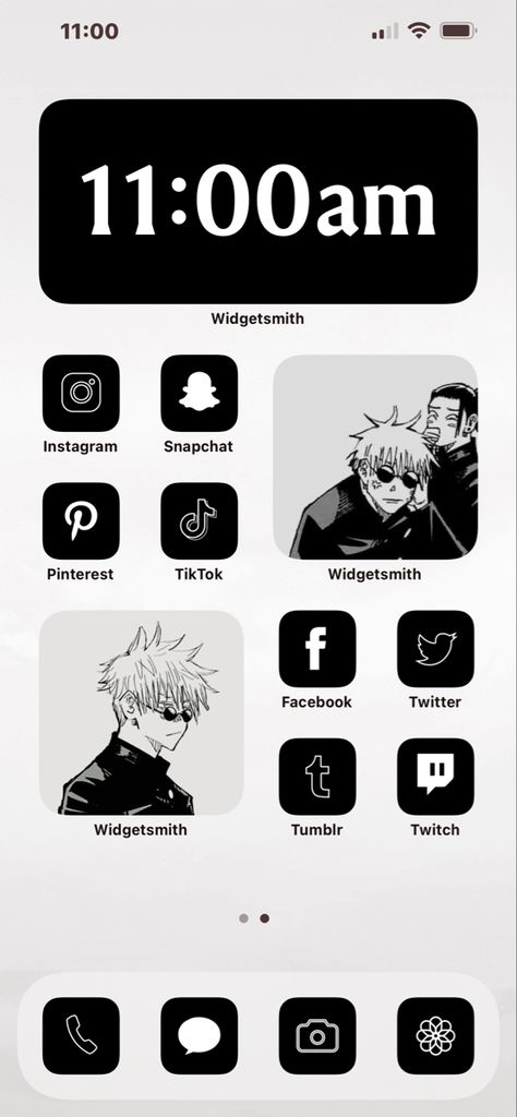 Gojo manga ios home screen layout - jujutsu kaisen Cool Homescreen, Manga Layout, Ios Home Screen Layout, Homescreen Layout Iphone, Gojo Manga, Home Screen Layout, Iphone Home Screen Layout, Screen Layout, Phone Ideas