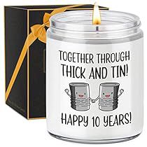 Happy 10 Year Anniversary, Tin Anniversary, Anniversary Candle, Happy 10th Anniversary, 10 Year Anniversary Gift, 10th Wedding Anniversary, Presents For Women, Glass Jars With Lids, Funny Candles